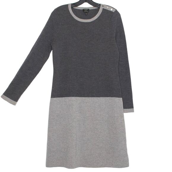 Talbots Womens Sweater Dress Merino Wool Long Sleeve Buttons Gray Size Medium JD - Picture 6 of 6